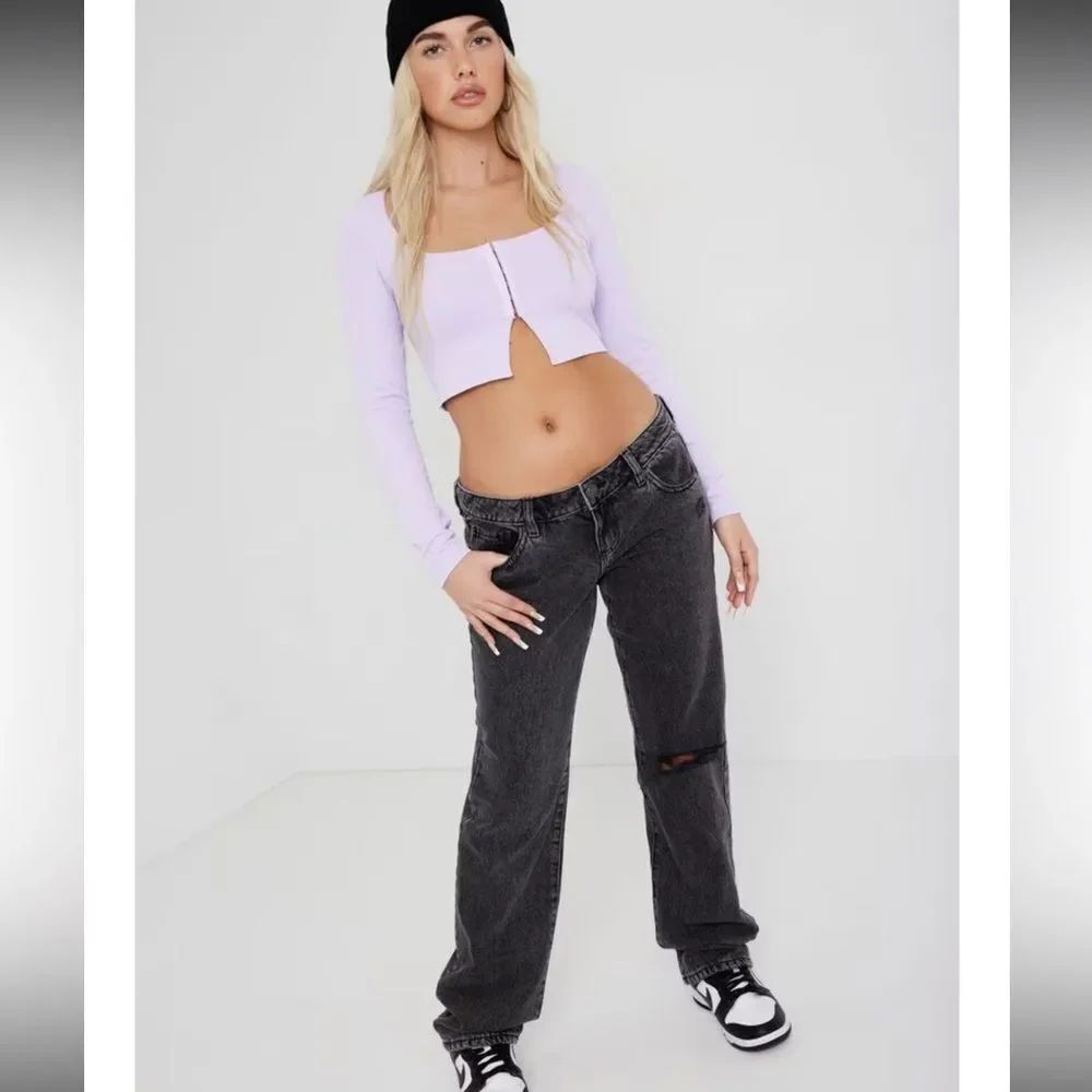 Garage Denim Black Low Rise Straight Jeans